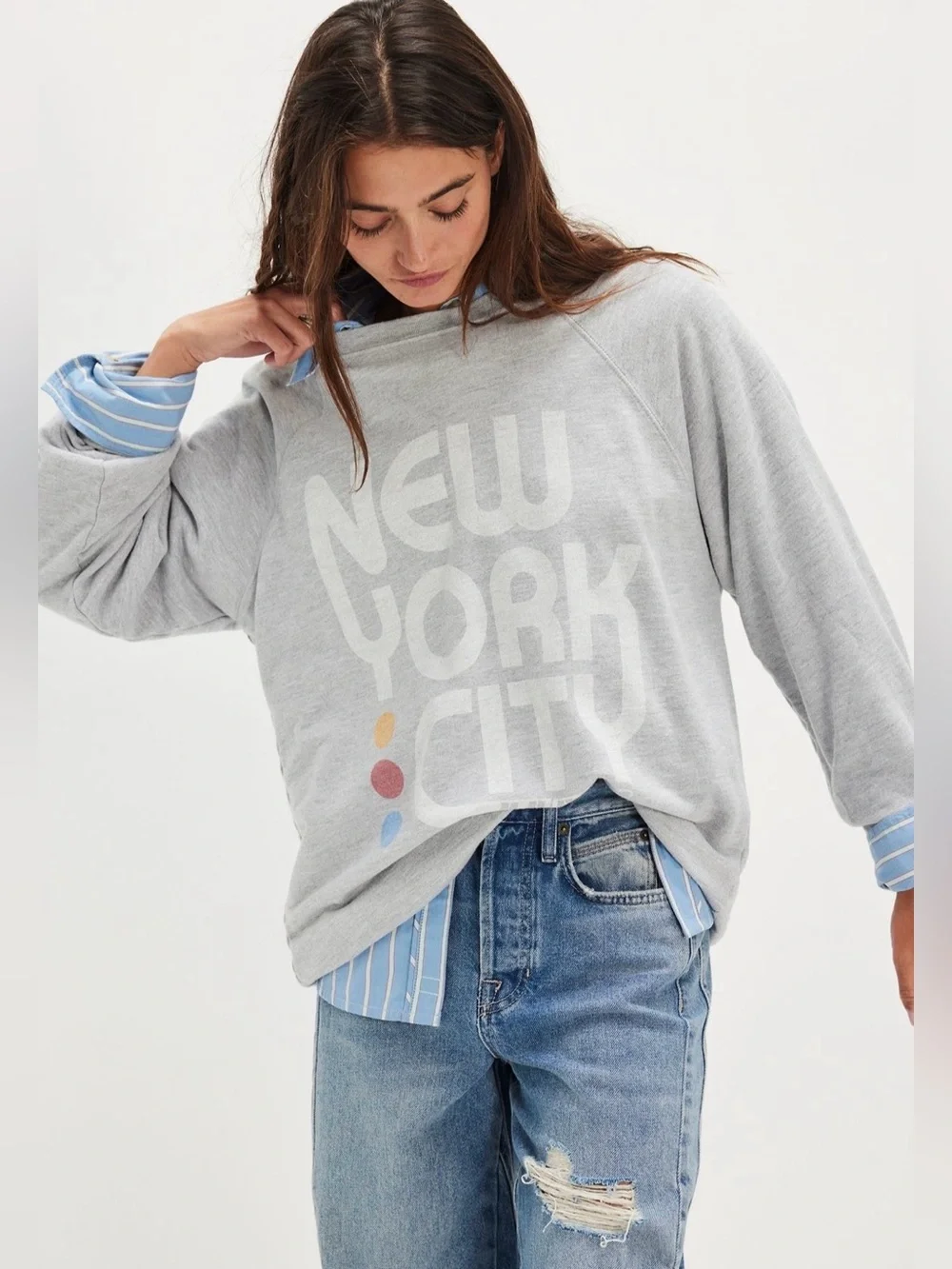 Free people New York City subway crewneck XL NWT